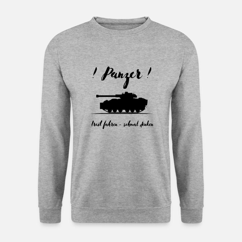 Panzer breit fahren schmal denken - Unisex Pullover - Weißgrau meliert
