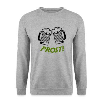bier prost - Unisex Pullover - Weißgrau meliert - Vorne - Alina (178cm) & Michal (187cm)