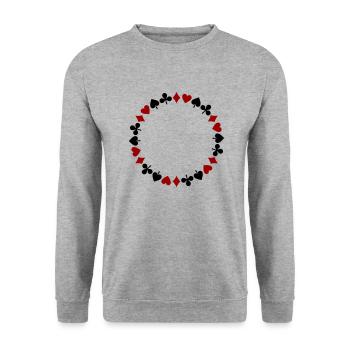 Wreath Playing Cards Skat Dame Mau-Mau Rummy - Unisex Sweatshirt - salt & pepper - Front - Alina (178cm) & Michal (187cm)