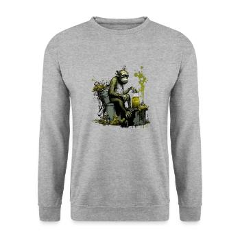 Chimpanzees in front of the brewing kettle, special brow - Unisex Sweatshirt - salt & pepper - Front - Alina (178cm) & Michal (187cm)
