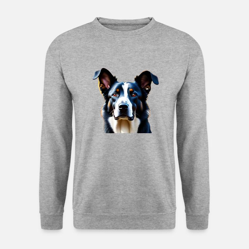 Dreifarbiger Hund - Unisex Pullover - Weißgrau meliert