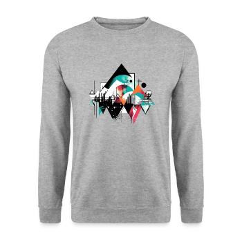 Urbane Geometrie - Unisex Pullover - Weißgrau meliert - Vorne - Alina (178cm) & Michal (187cm)