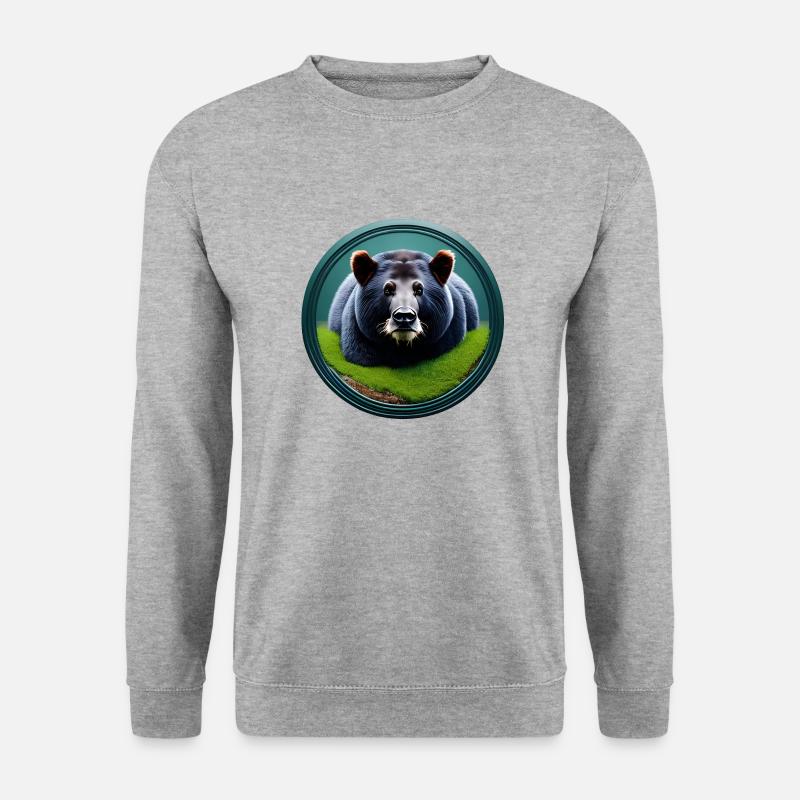 Braunbär im Wald - Unisex Pullover - Weißgrau meliert