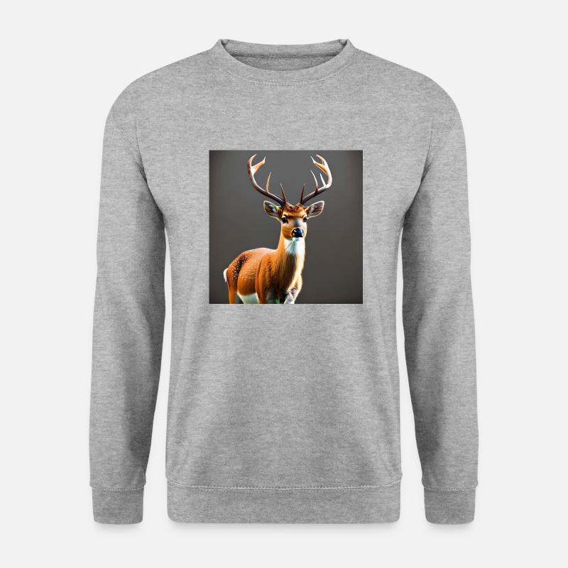 Neugieriger Hirsch - Unisex Pullover - Weißgrau meliert
