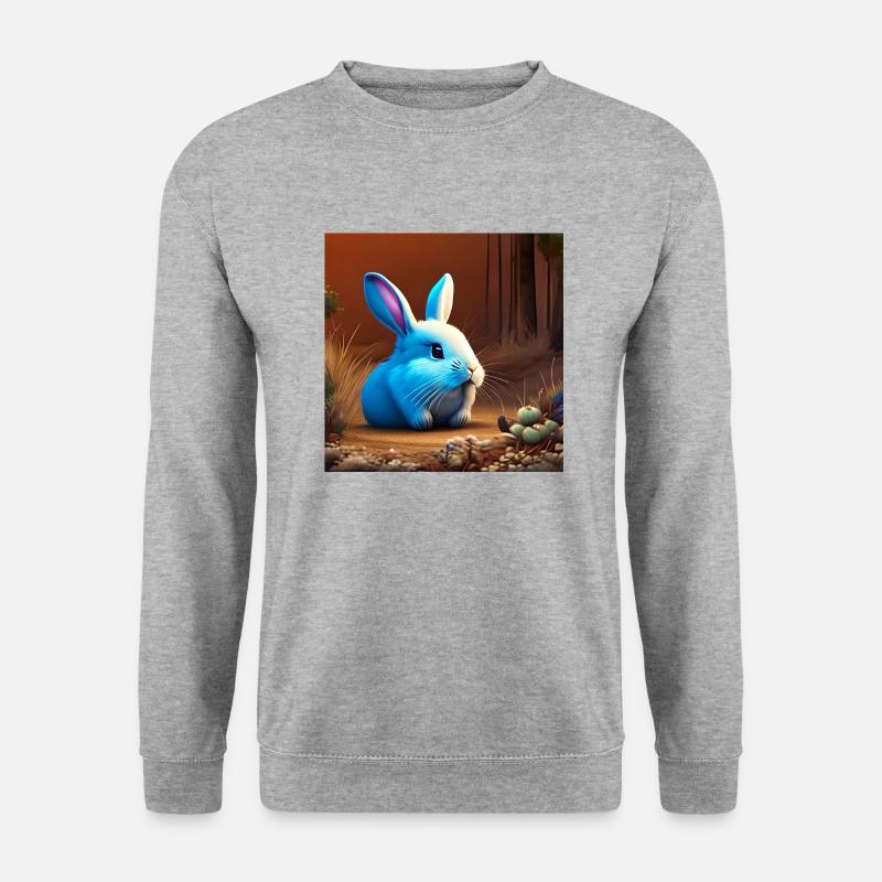 Süßes Kaninchen in der Höhle - Unisex Pullover - Weißgrau meliert
