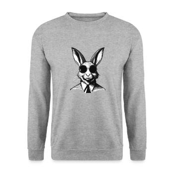 Lustiger Hase Osterhase Ostern - Unisex Pullover - Weißgrau meliert - Vorne - Alina (178cm) & Michal (187cm)