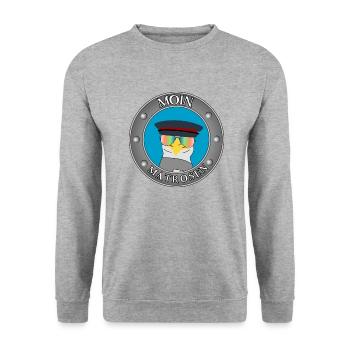 Möwe Portrait - Unisex Pullover - Weißgrau meliert - Vorne - Alina (178cm) & Michal (187cm)