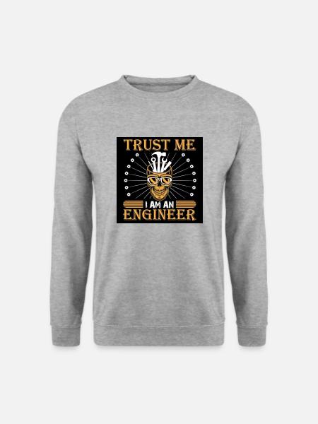 Vertrau mir im Ingenieur Amo - Unisex Pullover - Weißgrau meliert