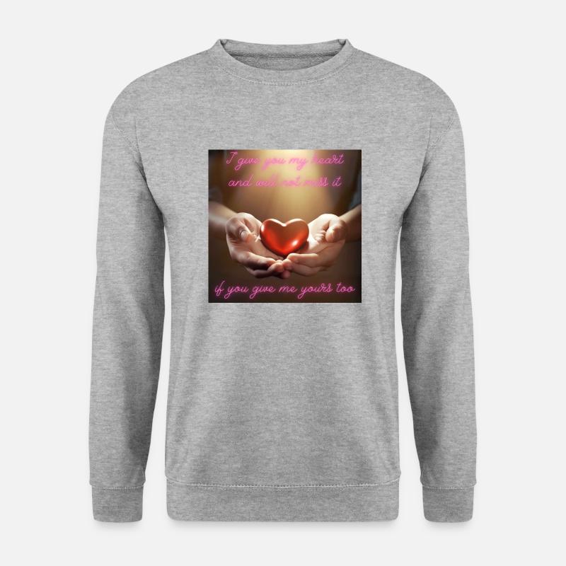 Ich schenke Dir mein Herz - Unisex Pullover - Weißgrau meliert
