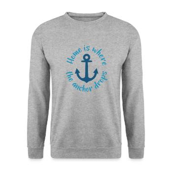 Home is Where the Anchor Drops - Unisex Pullover - Weißgrau meliert - Vorne - Alina (178cm) & Michal (187cm)
