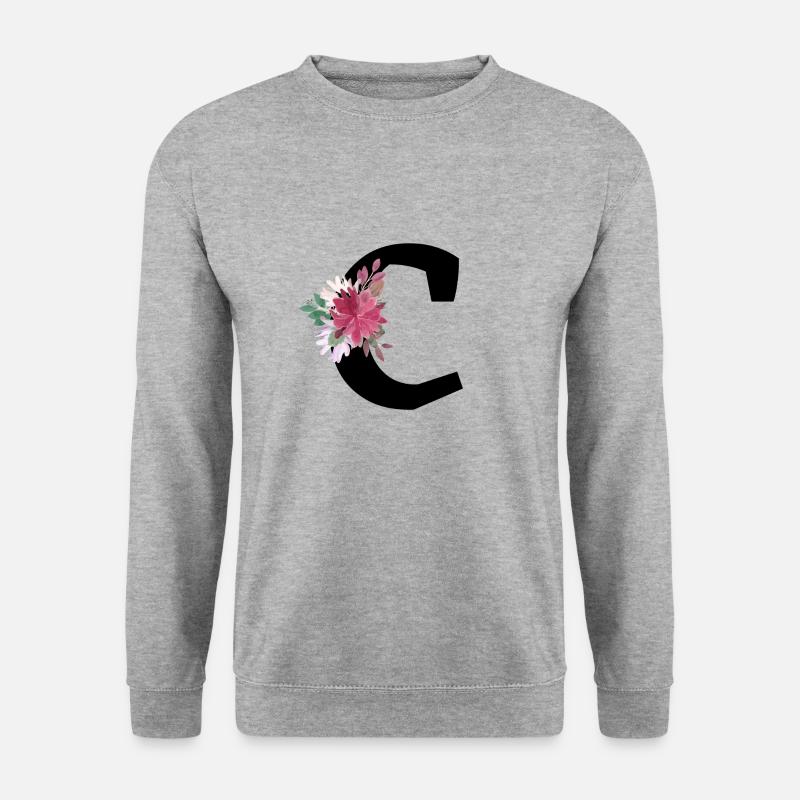 Floraler Buchstabe c - Unisex Pullover - Weißgrau meliert
