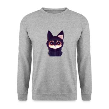 Süße Katze - Unisex Pullover - Weißgrau meliert - Vorne - Alina (178cm) & Michal (187cm)