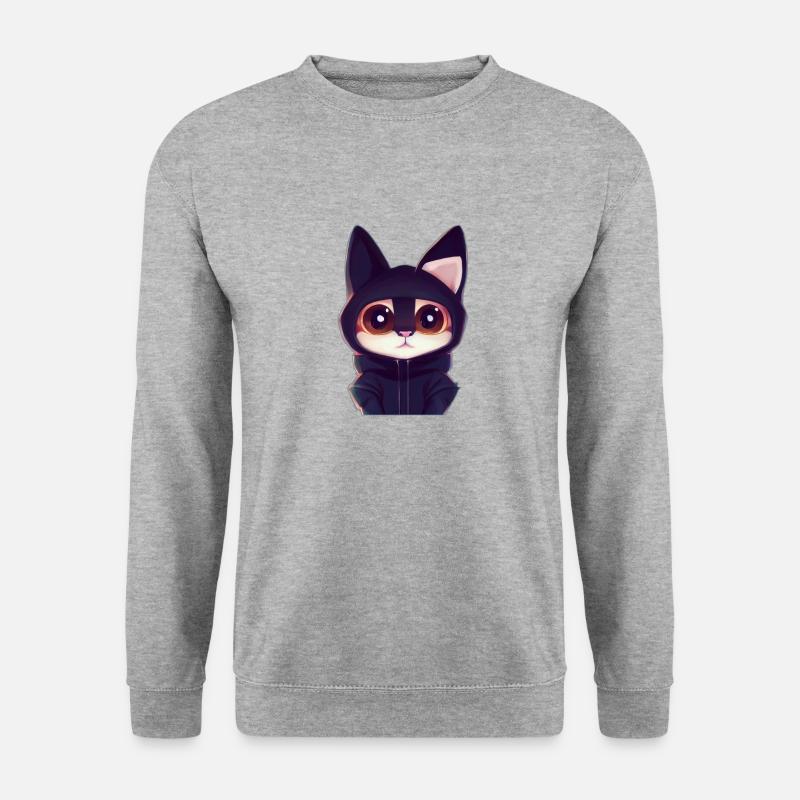 Süße Katze - Unisex Pullover - Weißgrau meliert