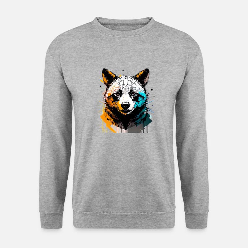 Neonpunk Bär - Unisex Pullover - Weißgrau meliert