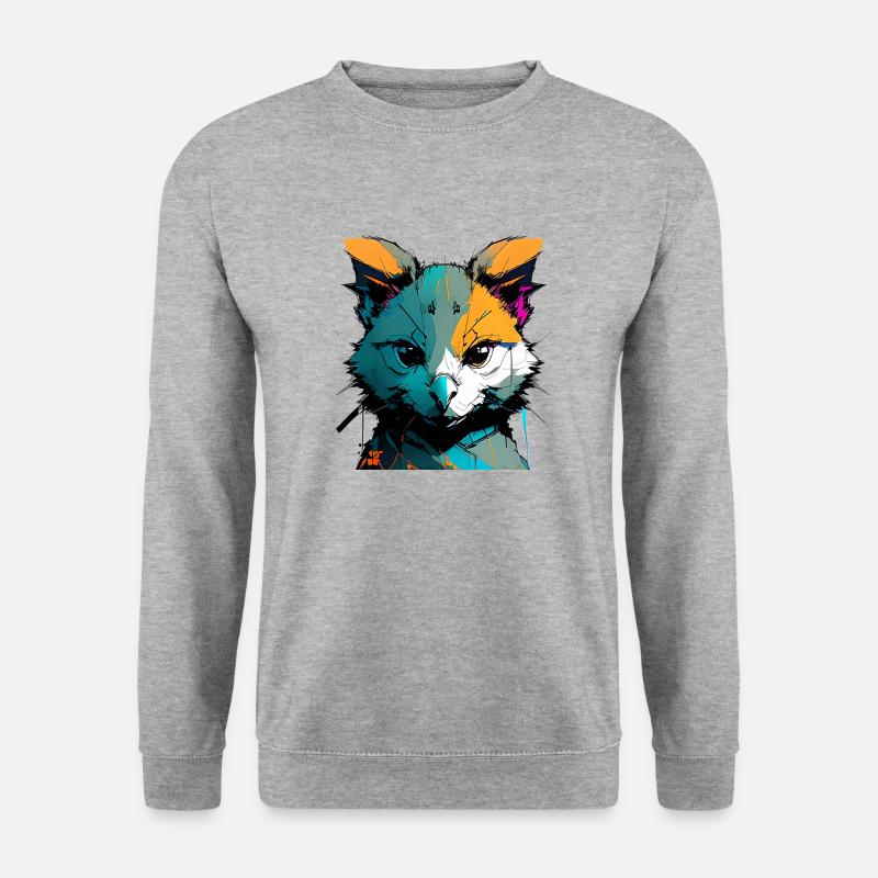 Neonpunk Baby Hund - Unisex Pullover - Weißgrau meliert