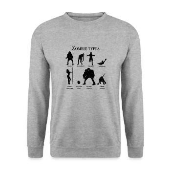 Zombie-Typen-Diagramm - Unisex Pullover - Weißgrau meliert - Vorne - Alina (178cm) & Michal (187cm)