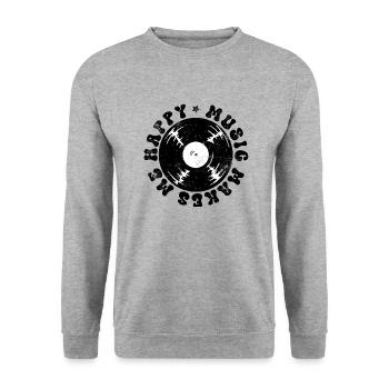 Music makes me happy DJ Gift - Unisex Sweatshirt - salt & pepper - Front - Alina (178cm) & Michal (187cm)