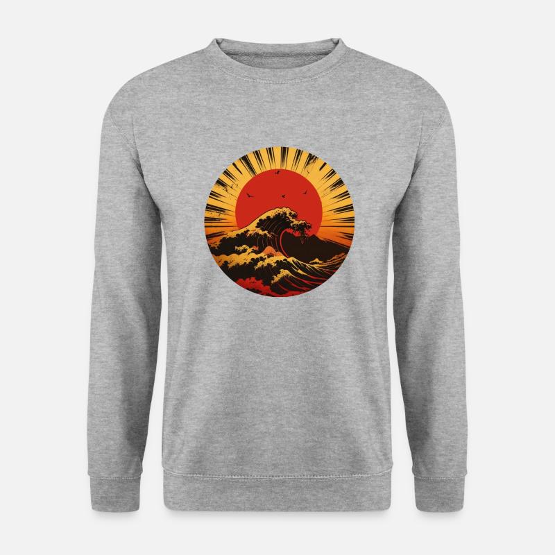 Große Welle - Unisex Pullover - Weißgrau meliert