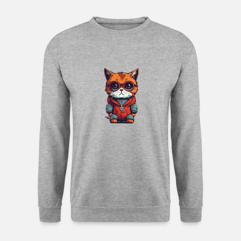 cool cat - Unisex Pullover - Weißgrau meliert