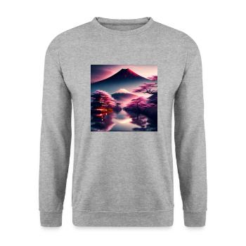Japan Fuji - Unisex Sweatshirt - salt & pepper - Front - Alina (178cm) & Michal (187cm)