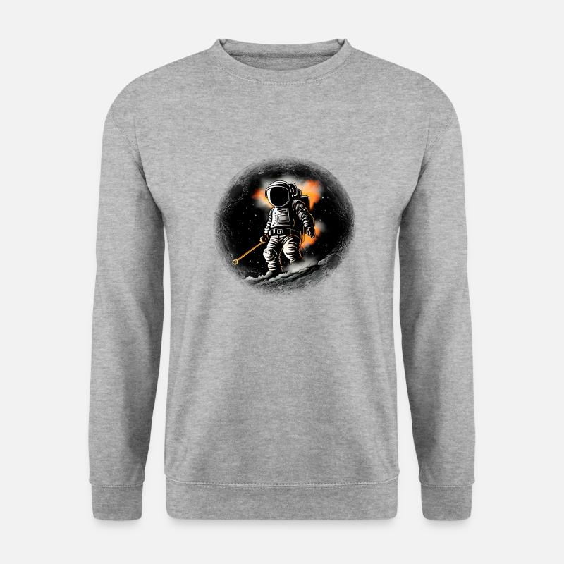Astronaut auf Planet - Unisex Pullover - Weißgrau meliert