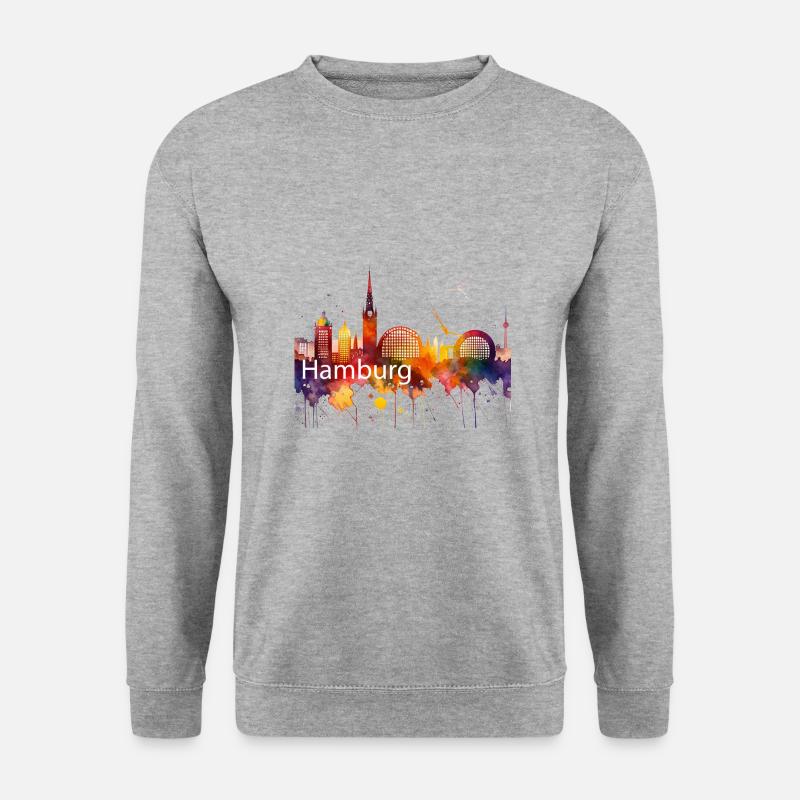 Hamburg ,skyline, stadt - Unisex Pullover - Weißgrau meliert