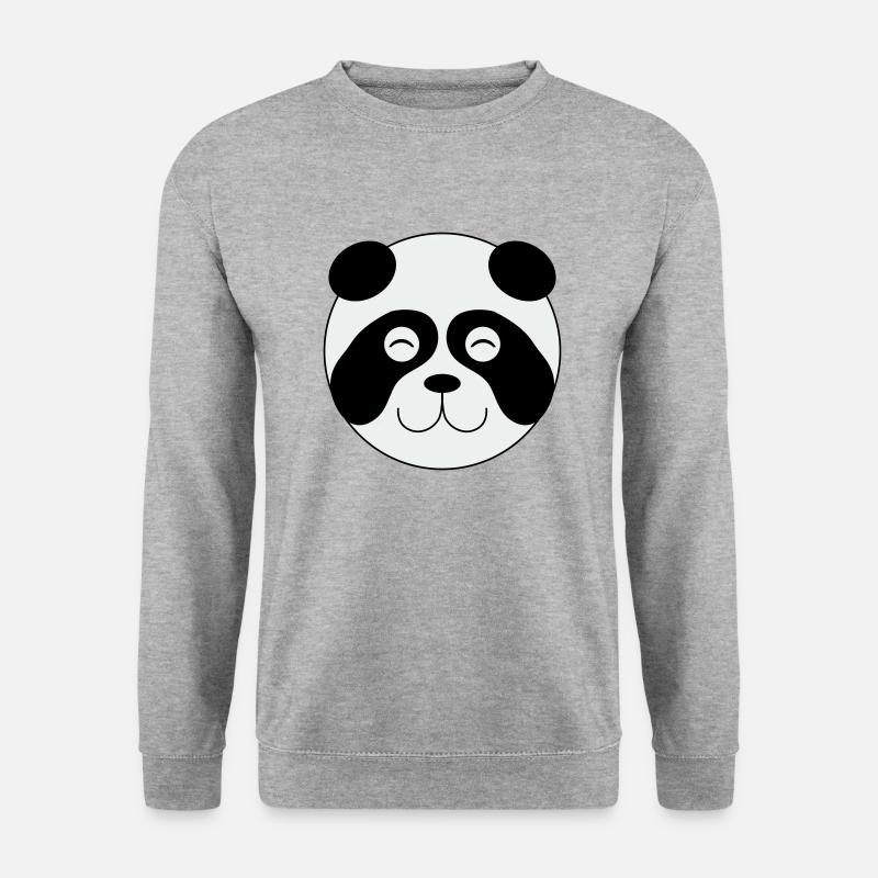 panda face 002 - Unisex Pullover - Weißgrau meliert