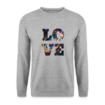 Liebe ist unendlich - Unisex Pullover - Weißgrau meliert - Vorne - Alina (178cm) & Michal (187cm)