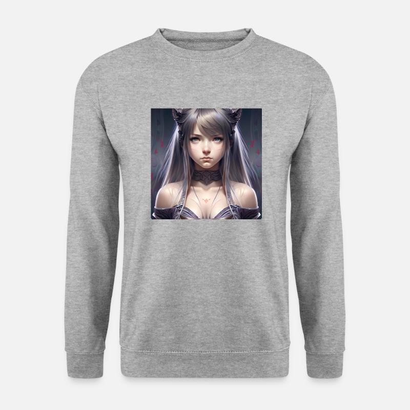 Animehexe - Unisex Pullover - Weißgrau meliert