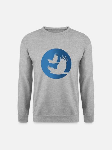 Vogelflug auf blauem Hintergrund - Unisex Pullover - Weißgrau meliert