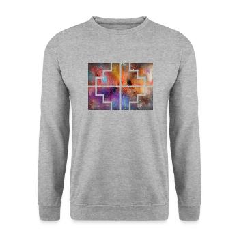 Geometrische Farbe - Unisex Pullover - Weißgrau meliert - Vorne - Alina (178cm) & Michal (187cm)