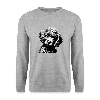 Pudel Hundewelpe Hundeliebe Pudelwelpe Hundehalter - Unisex Pullover - Weißgrau meliert - Vorne - Alina (178cm) & Michal (187cm)