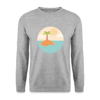 Palmen Urlaub Sommer Insel - Unisex Pullover - Weißgrau meliert - Vorne - Alina (178cm) & Michal (187cm)