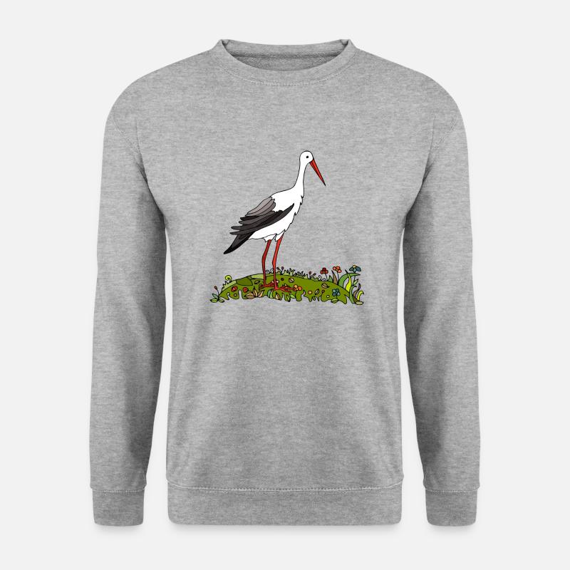 Storchenvogel - Unisex Pullover - Weißgrau meliert