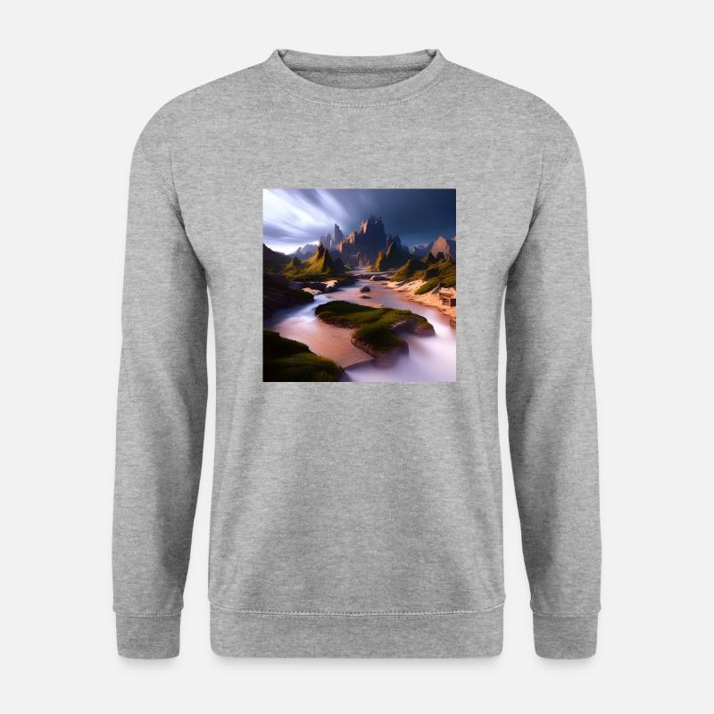 Cinematic fantasy landscape - Unisex Pullover - Weißgrau meliert