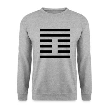 42 I - die Mehrung (Hexagramm) - Unisex Pullover - Weißgrau meliert - Vorne - Alina (178cm) & Michal (187cm)