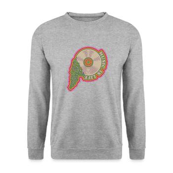 Music is life - Unisex Pullover - Weißgrau meliert - Vorne - Alina (178cm) & Michal (187cm)