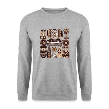 Folklore africain - Sweat-shirt Unisexe - gris chiné - Devant - Alina (178cm) & Michal (187cm)