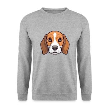 Beagle Head Comic Cartoon Look Dogs Happiness - Unisex Sweatshirt - salt & pepper - Front - Alina (178cm) & Michal (187cm)