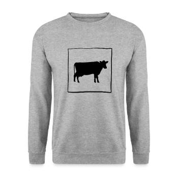 Kuh 1 - Unisex Pullover - Weißgrau meliert - Vorne - Alina (178cm) & Michal (187cm)