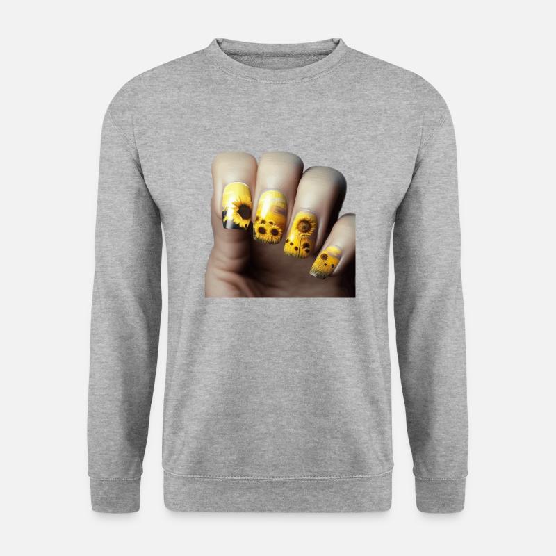 Sonnenblumen Fingernägel Geschenk - Unisex Pullover - Weißgrau meliert