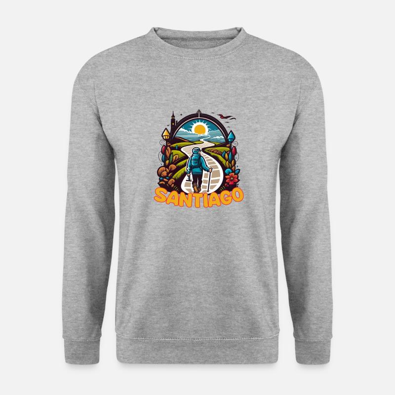 Santiago de Chile Pilgern Jakobsweg - Unisex Pullover - Weißgrau meliert