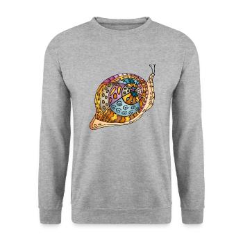 Schnecke - Unisex Pullover - Weißgrau meliert - Vorne - Alina (178cm) & Michal (187cm)