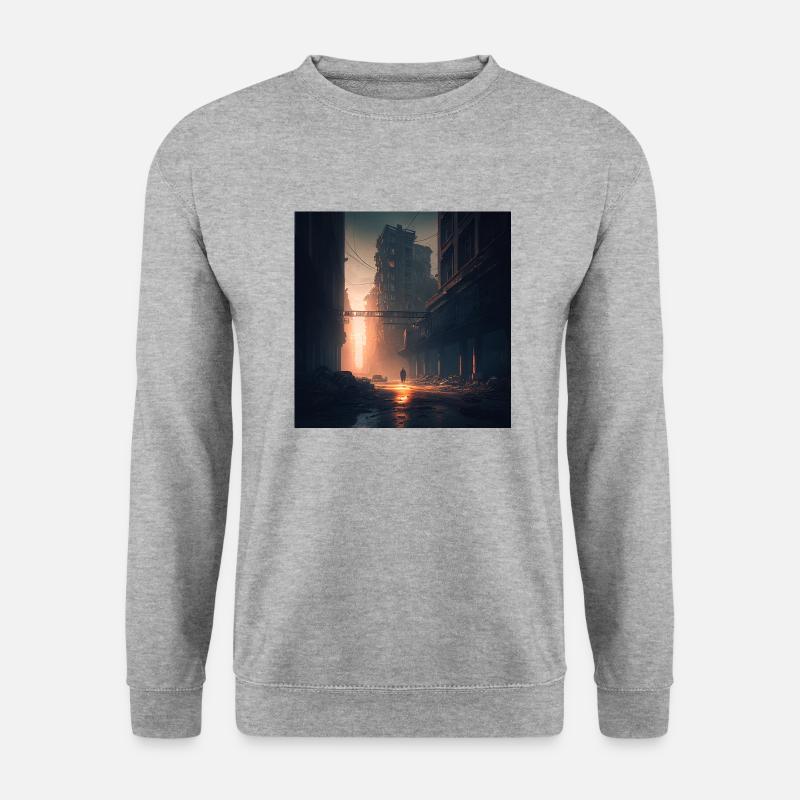 Dystopische Zukunft - Unisex Pullover - Weißgrau meliert
