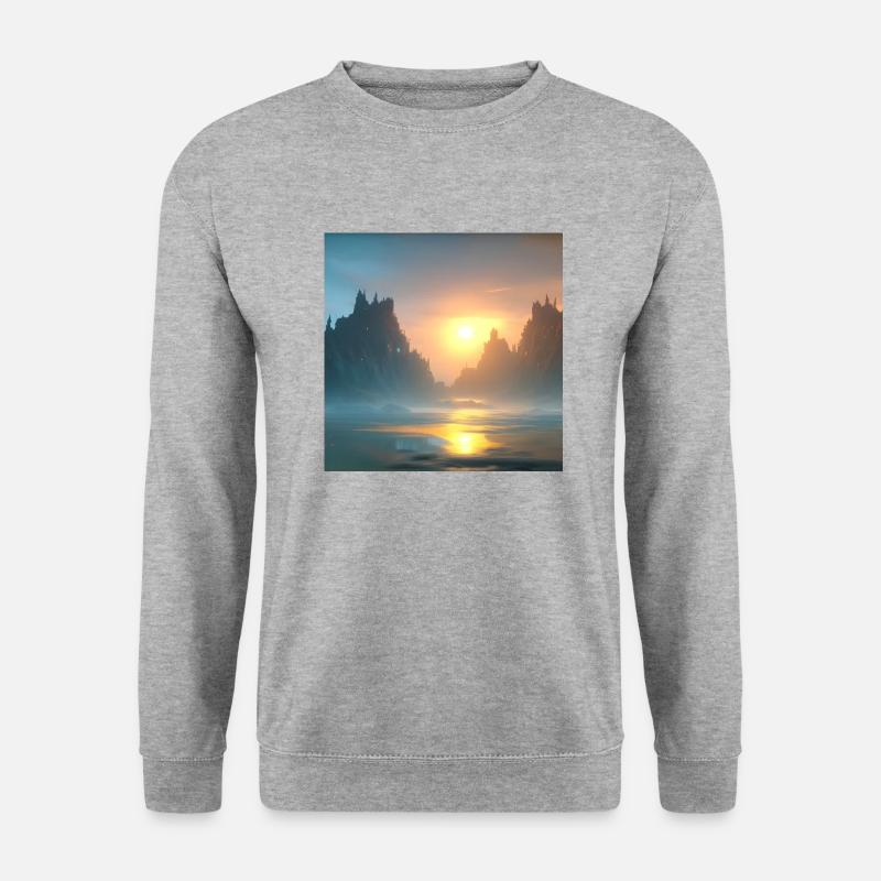 Sunset over the bay - Unisex Pullover - Weißgrau meliert