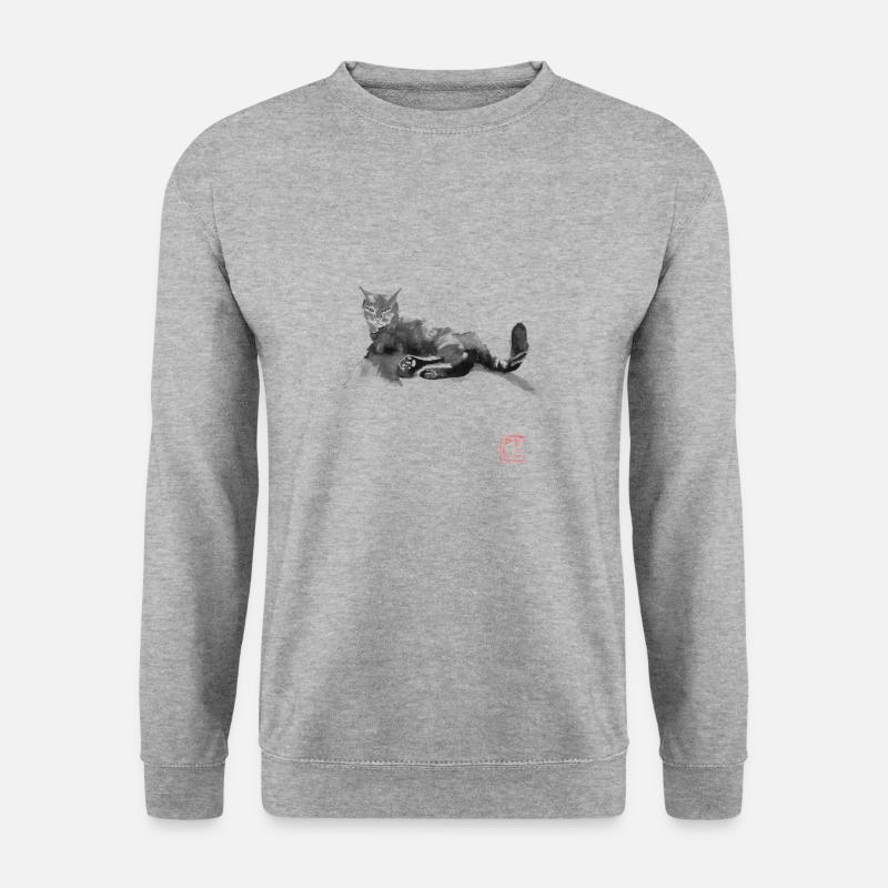 Katze auf der Straße - Unisex Pullover - Weißgrau meliert