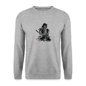 Samurai in Armor - Unisex Sweatshirt - salt & pepper - Front - Alina (178cm) & Michal (187cm)