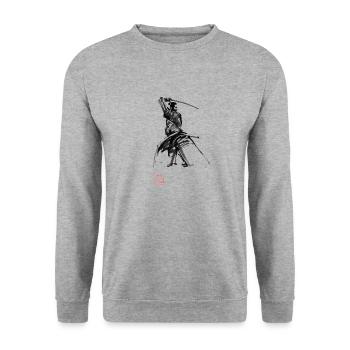 Samurai on guard 02 - Unisex Sweatshirt - salt & pepper - Front - Alina (178cm) & Michal (187cm)