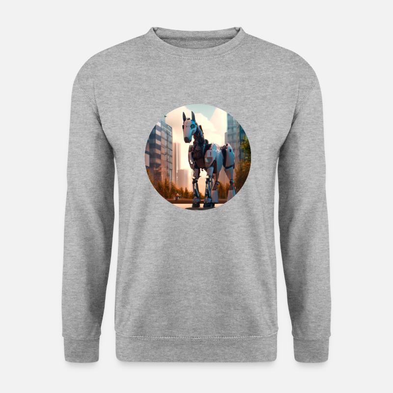 Roboter-Pferd - Unisex Pullover - Weißgrau meliert
