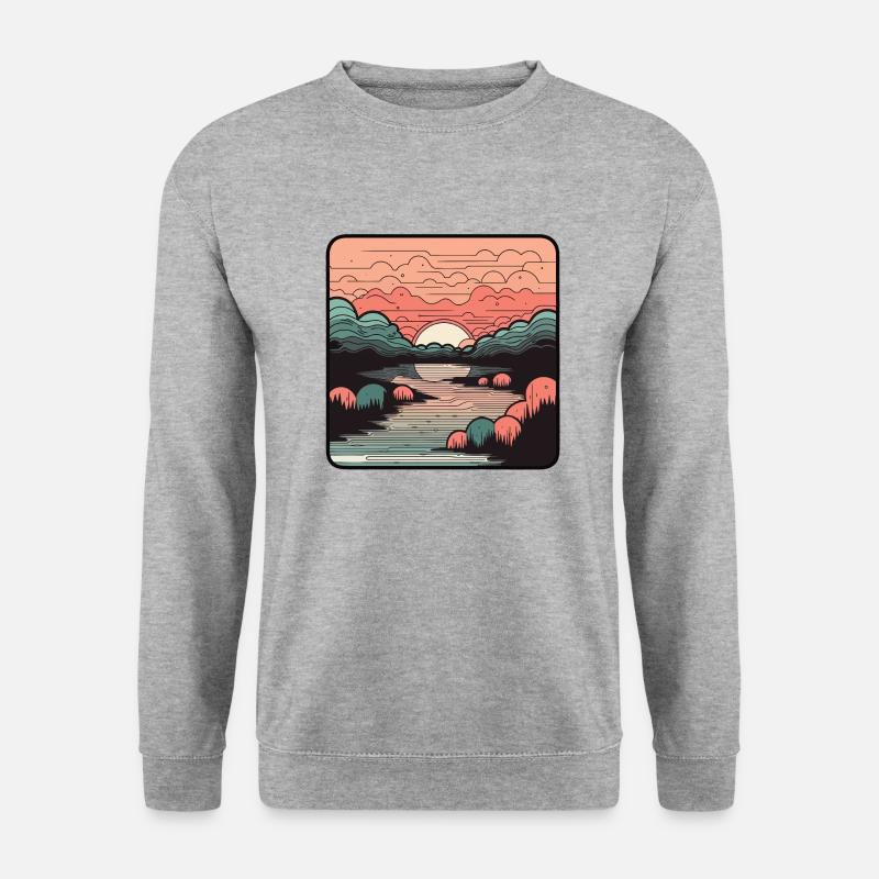 Sonnenuntergang - Unisex Pullover - Weißgrau meliert